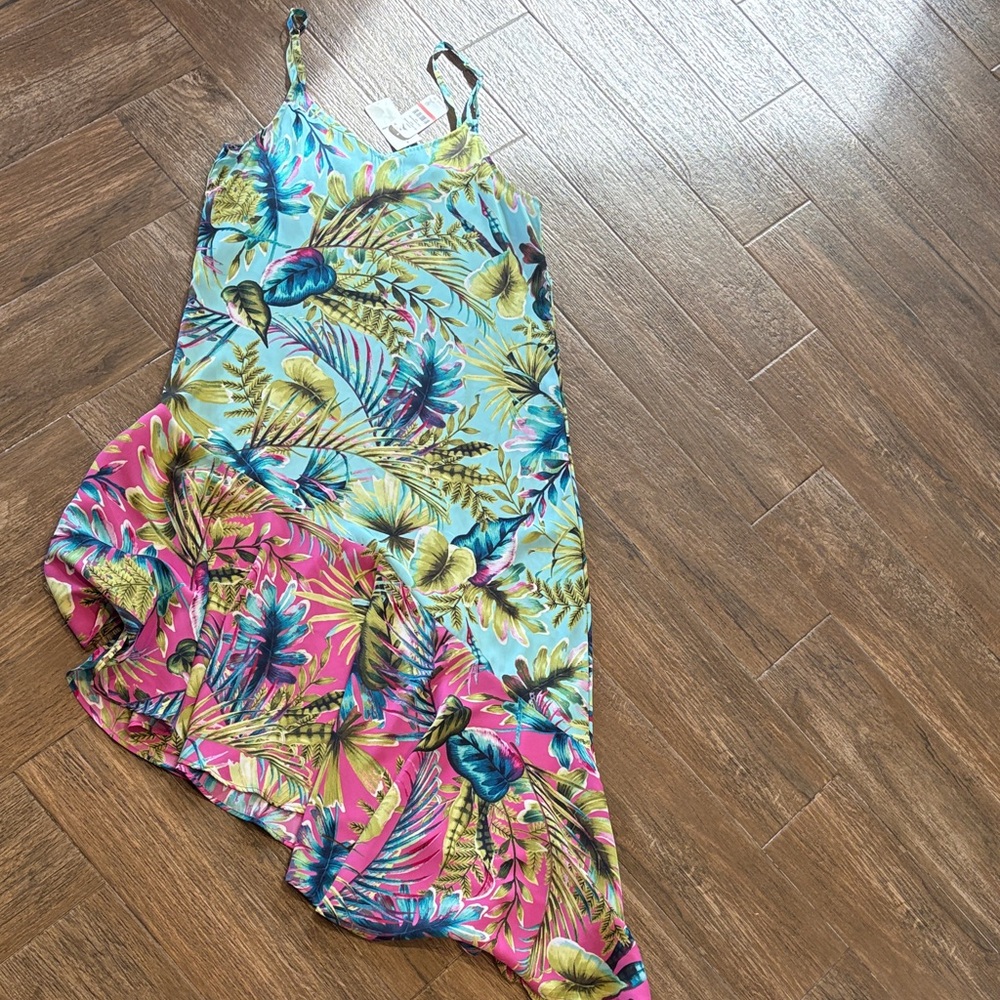 NWT Tommy Bahama Tropical Slip Dress in Aqua, Pink & Green